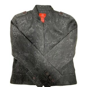 Oscar de la Renta Company Black Brocade Mandarin Collar Jacket Size 12‎